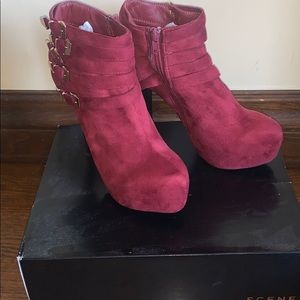 Brand new Maroon Suede Boot Heels, size 8.